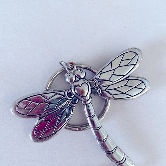 Dragonfly bag charm/key chain Silver tone butterfly heart charms - Picture 6 of 6
